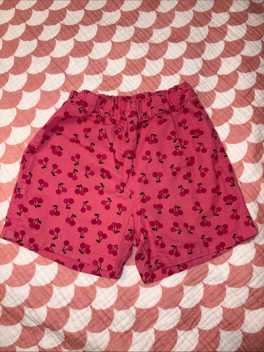 Cherry-Print Pink Girl’s Shorts